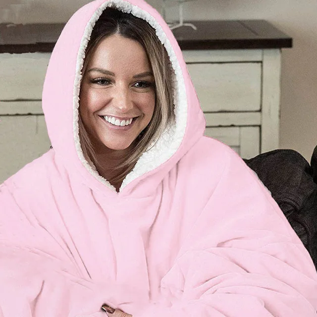 baby pink Толстовка для женщин, зимняя толстовка с капюшоном, одеяло, плюшевые женские толстовки с капюшоном, с длинными рукавами, одеяло для телевизора, женские пуловеры, Sudaderas Para Mujer - Цвет: baby pink