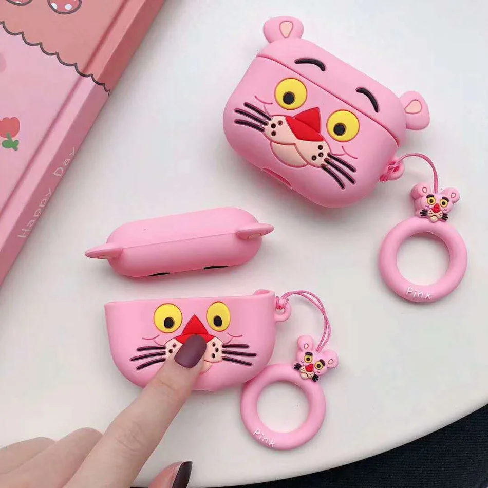 

For Apple AirPods Pro Case Cute 3D Cartoon Pink leopard Fashion Earphone Case For AirPods 3 Headset Prote Cover With Keychain