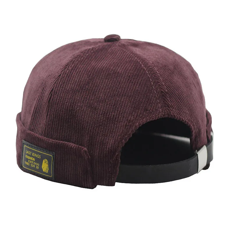 Yuppie/весенне-осенняя однотонная хлопковая кепка с вышитыми буквами, винтажная Кепка в стиле хип-хоп, кепка без козырька, складные шапочки с манжетами
