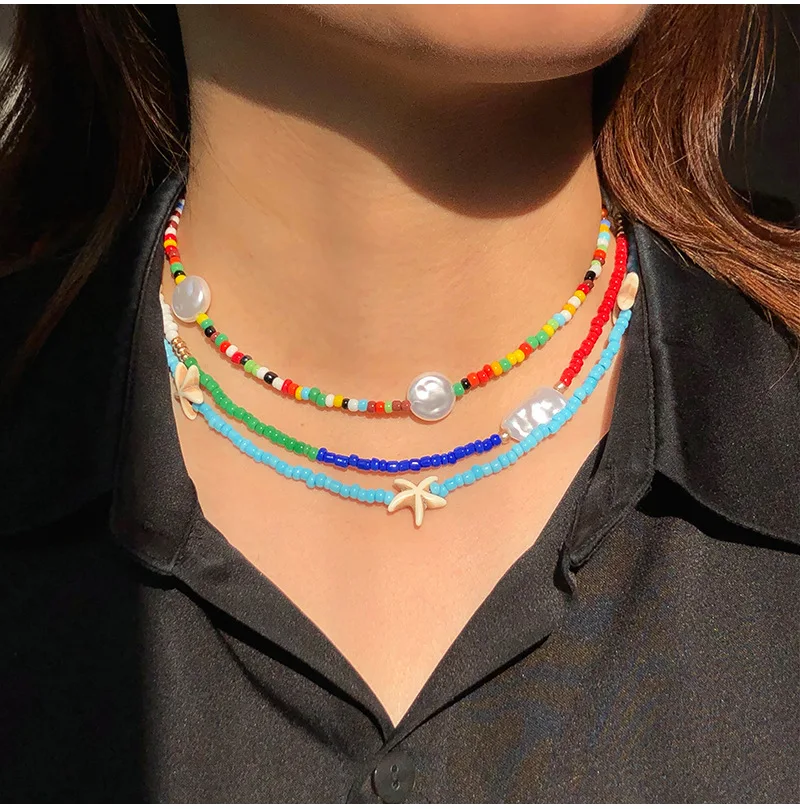 Meetvii Fashion Handmade Starfish Ivory Seed Beads Necklace Women Bohemian Trendy Beaded Jewelry Choker Necklaces - Image 3