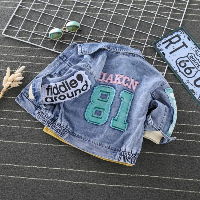 COOTELILI Denim Jeans Jacket For Boys Windbreaker Toddler Kids Girls Bomber Coat Baby Boy Jacket  Children Clothing 80-130cm (9)