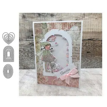 

JC Heart Oval Arch Background Frame Metal Cutting Dies Scrapbooking Stencil Handmade DIY Card Make Mould Model Craft Decoration