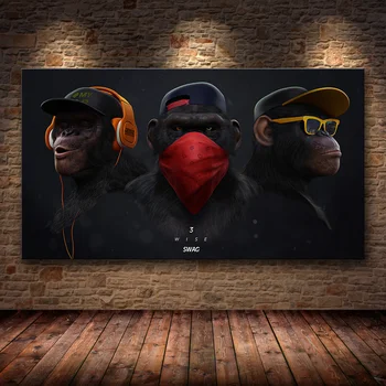 

Wall Decorative Painting Big Size Gorilla Wall Pictures For Living Room Poster And Print Quadros Monkey Pictures canvas painting