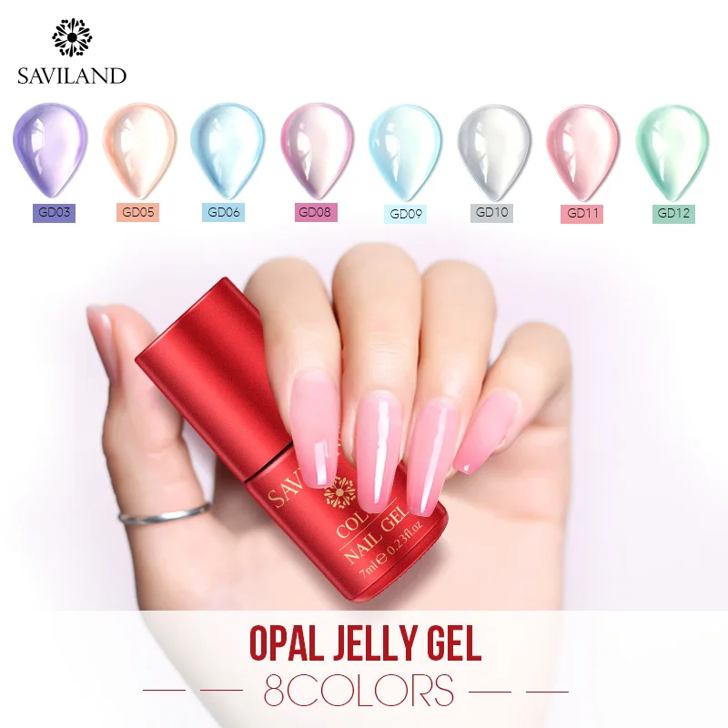 

SAVILAND Jelly Gel Nail Polish Opal 7ml Translucent Candy Color UV LED Glass Gel Varnish Lacquer for Nails Art Design