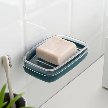 

Drain Soap Box Simple Paste Wall-Mounted Soap Holder Toilet Creative Plastic Soap Box Bathroom Accessories