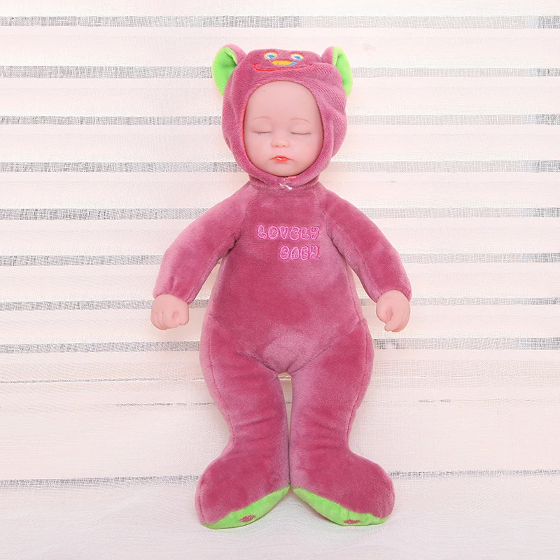 25CM Cute Animal Sleep Baby Doll Toys Soft Plush Soft Silicone Reborn Babies Kids Toy Monkey Bear  Doll