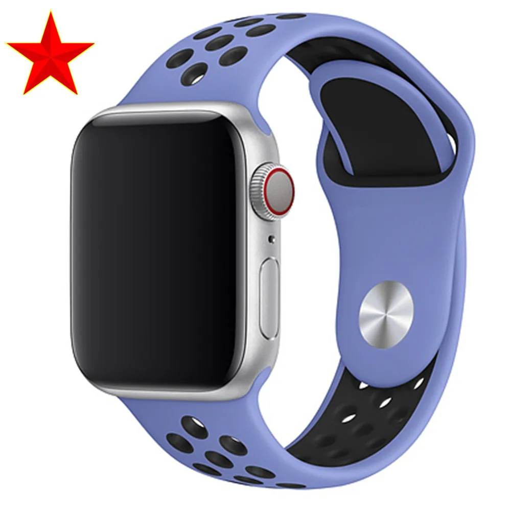 Royal Pulse Black Дышащий силиконовый спортивный ремешок для Apple Watch 5 4 3 2 1 42 мм 38 мм резиновый ремешок для Nike+ Iwatch 5 4 3 40 мм 44 мм - Цвет ремешка: Royal Pulse Black
