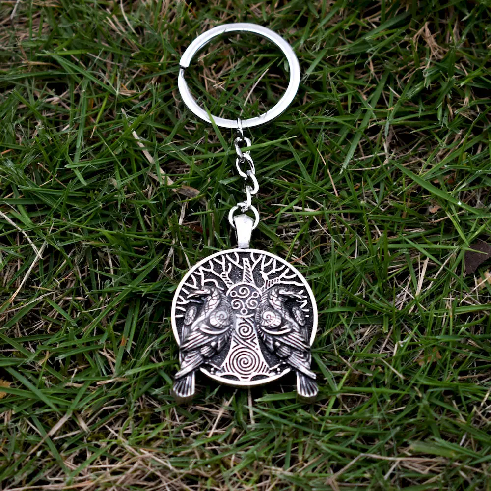 Брелок SanLan Norse talisman viking raven Huginn and Muninn