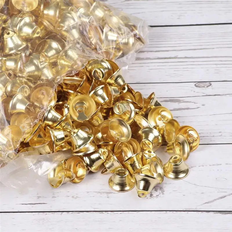 100pcs 1cm Fashion Small Mini Jingle Bells Gold Pet Hanging Metal Bell Wedding Christmas Decoration Accessories Bells For Crafts