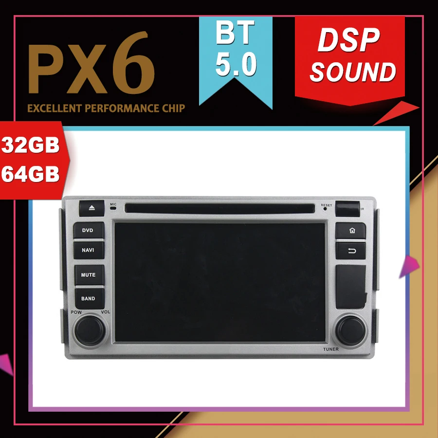 Автомобильный мультимедийный GPS-навигатор PX6 на Android 9 0 для HYUNDAI Santa Fe IX45 2005 DSP |