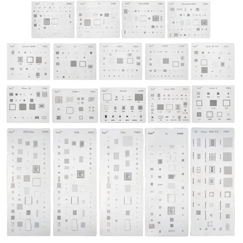 

1PC Stainless Steel IC Chip BGA Reballing Stencil Kits Set Solder Template for iPhone XS MAX/XR/XS/X/8 Plus/8/7 Plus/7/6S Plus/6