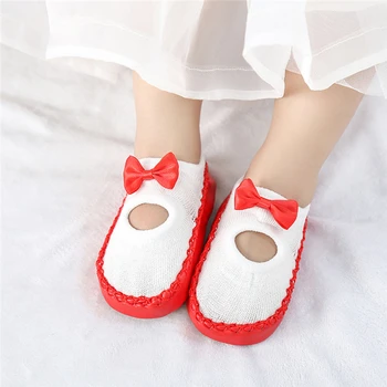 

0-3 years Old Children's Floor Socks New Spring Summer Non-Slip Leather Bottom Baby Shoes Bow Girl Socks