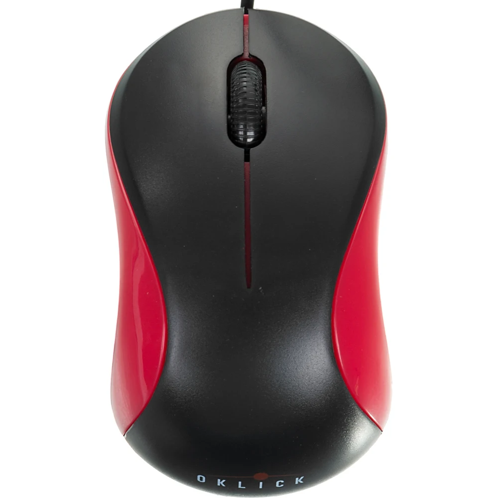 Мышь OKLICK 115S, проводная, USB, черный и красный