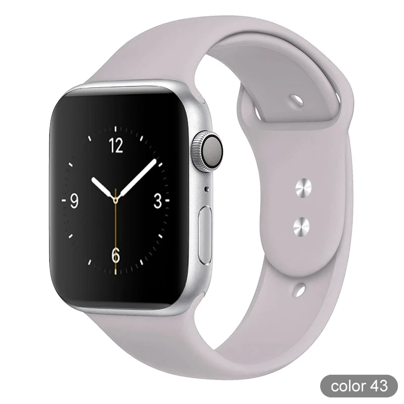 Цветной мягкий силиконовый спортивный ремешок для Apple Watch серии 1 2 3 4 5 38 мм 42 мм резиновый ремешок для часов 40 мм 44 мм iWatch 4/5 - Цвет ремешка: Color 43