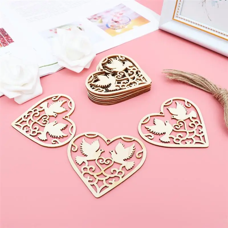 100 Pezzi Di Cuori In Legno Naturali Misti: Decorazioni Intagliate E Con Scritta Love Per Bomboniere, Scrapbooking, Centrotavola E Lavoretti Creativi Fai-da-te - 2