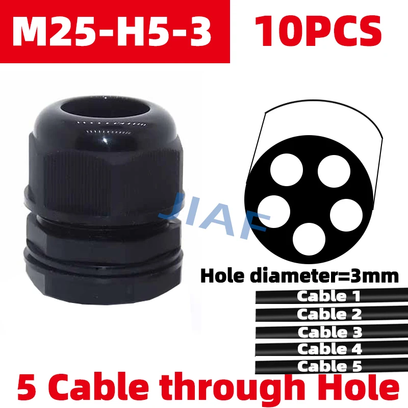 Cable Gland 10 Pcs M25 More Holes Cable Gland Split Waterproof Plastic Cable Gland With Tow Holes M25*1.5 Nylon