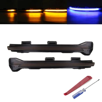 

2 x Car LED Dynamic Turn Signal Light Side Rearview Mirror Light for VW GOLF 7 GTI R GTE Sportsvan 14-17 Touran 16-18 Blue&Amber