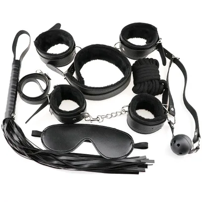 7PCS Couple Sex Toys Bundle Set SM Handcuffs Leather Whip Adult Games Bondage Gear Sex Toys For Women Femdom Wife Butt Plug Sexy