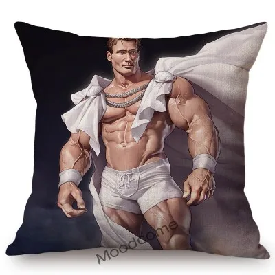 nova sexy homem muscular rei príncipe encantador tentador masculino arte gay casa decorativa sofá lance travesseiro capa de almofada de linho algodão