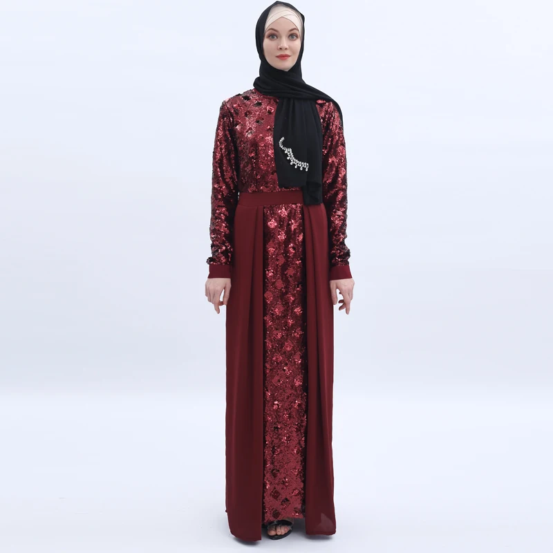 Блестки abaya Дубай мусульманский хиджаб платье кафтан Турецкая мусульманская одежда Абая для женщин Caftan халат Femme Musulman Djelaba Femme