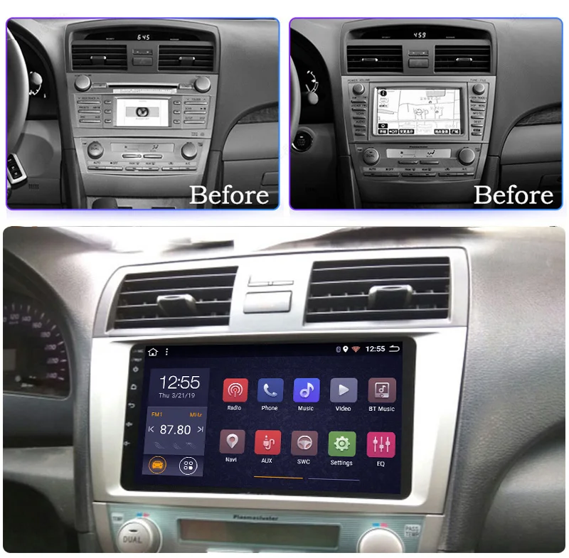 9 дюймов ips PX6 4G+ 64G Android 9,0 Автомобильная Мультимедийная система для Toyota Camry 2007-2011 Автомобильный GPS Радио Навигация