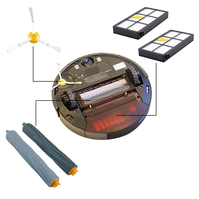 Комплект аксессуаров для IRobot Roomba 981 980 960 895 886 870 865 866 800 900 серии, Запчасти для авто 8 боковым щеткам обеспечен, 5 фильтр, 2 при помощи обратного осмоса