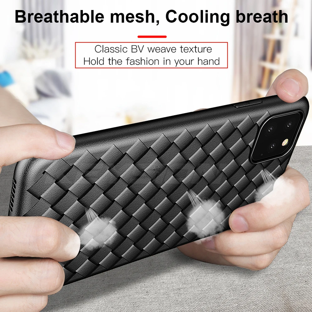 Ультра тонкий дышащий сетчатый PU кожаный чехол для iPhone 11 Pro Max противоударный