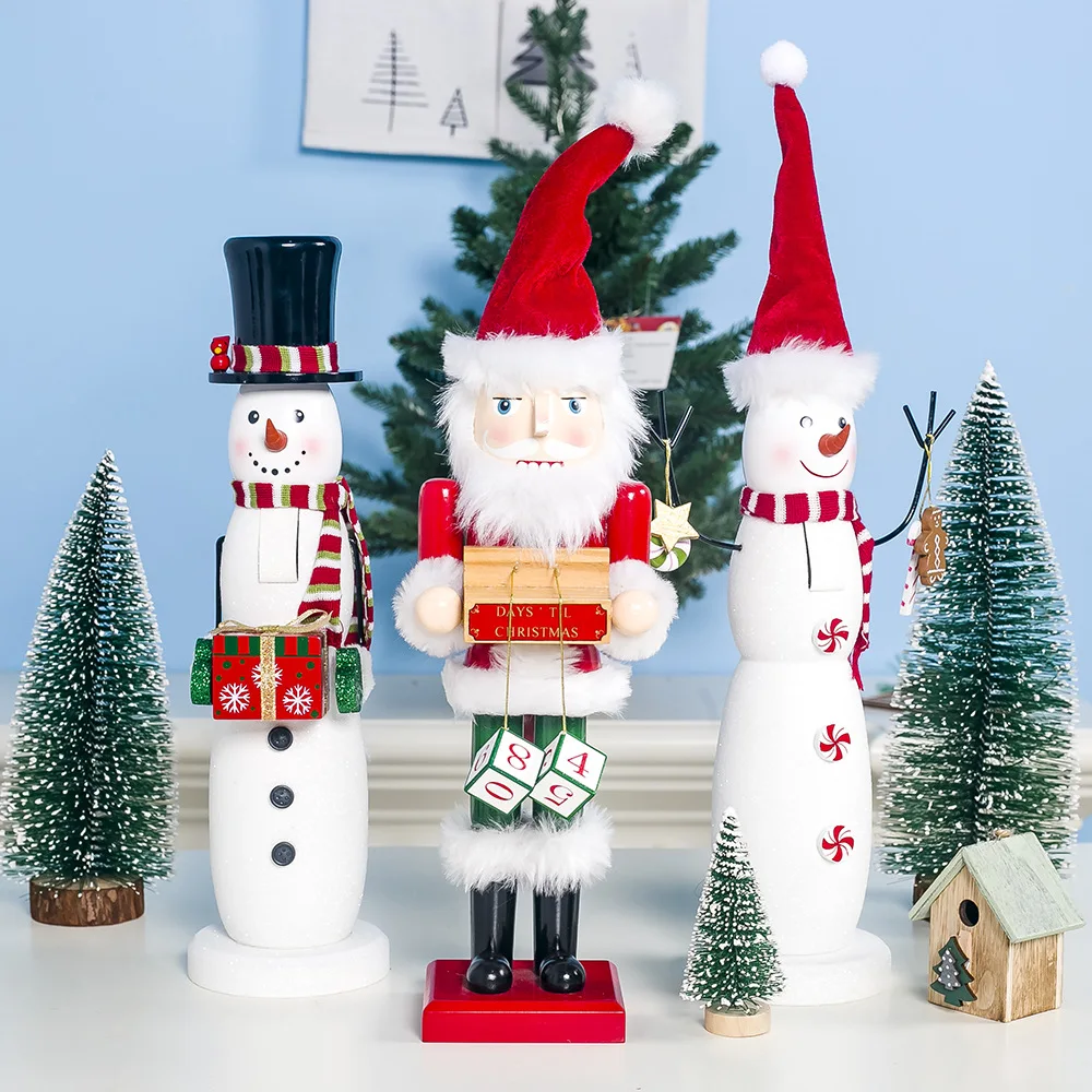 Jubilee Treasure New Style Christmas Ornaments Wood Coloured Drawing Santa Claus Doll Decoration Christmas Children Gift Toy