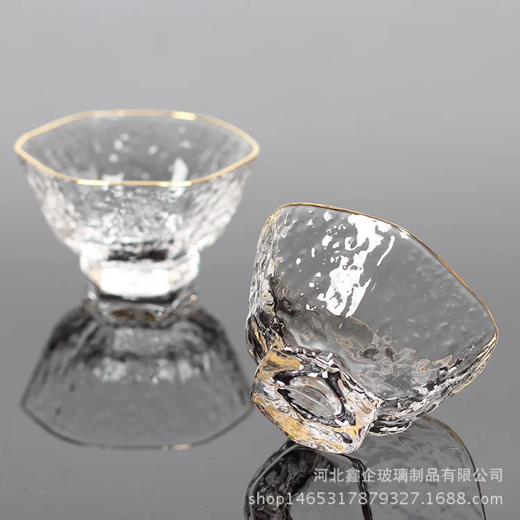 Hammer Mesh Pattern Crystal Glass Teacup Wine Glass Heat-Resistant Transparent Kung Fu Tea Set Six-Party Cup