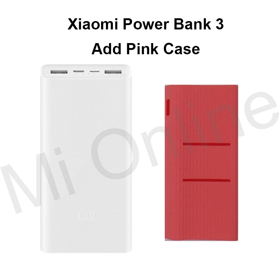 Xiaomi Mi 20000mAh power Bank 3 Pro USB-C 45W портативное зарядное устройство Dual USB power bank для ноутбука смартфона - Цвет: 3 Add Red Case