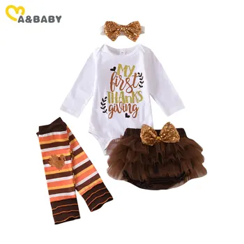 

Ma&Baby 0-18M Thanksgiving Day Newborn Infant Baby Girls Clothes Set Letter Long Sleeve Romper Tutu Skirts Outfits