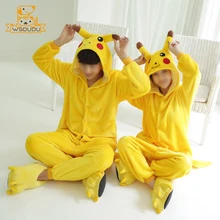 Милый костюм коровы с Пикачу, плюшевый Пижамный костюм с животными, фланелевый пушистый костюм, зимняя одежда с героями мультфильмов, домашнее платье, подарок