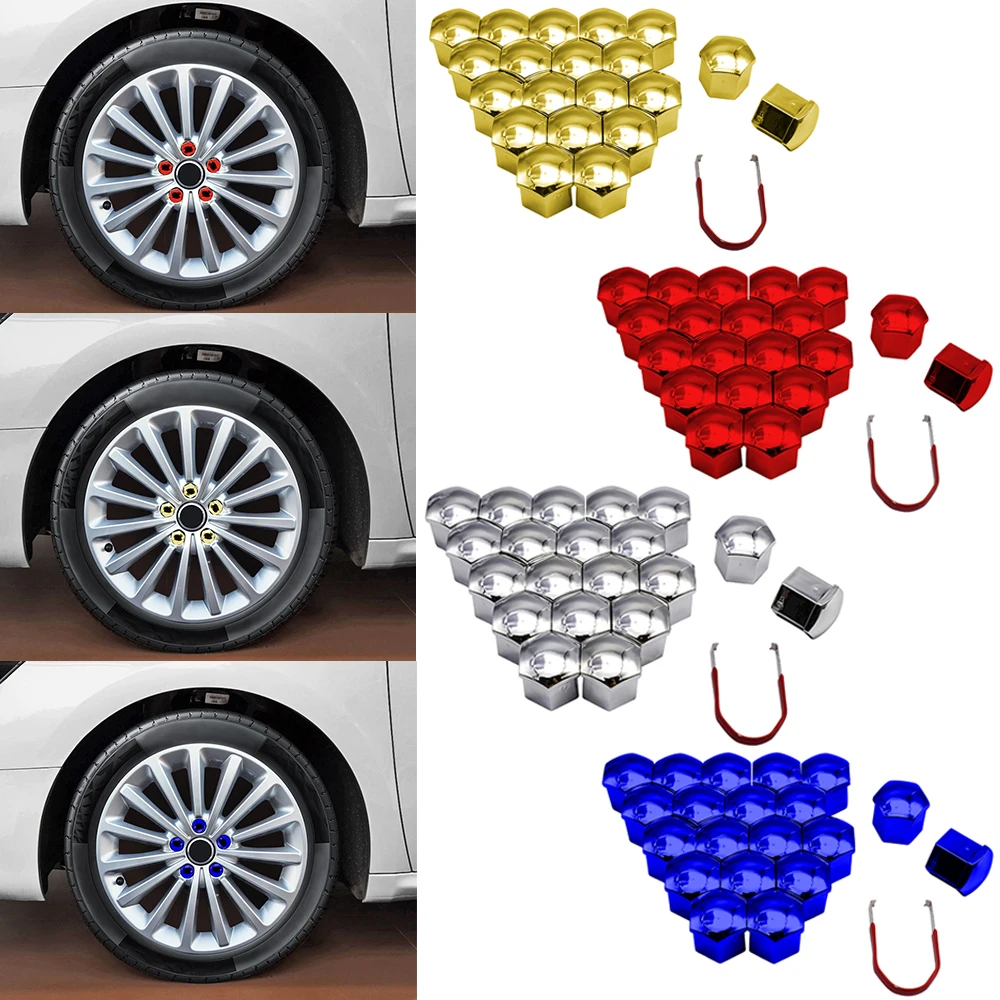 Wheel nut caps 20Pcs car tyre nut bolt cover wheel nut caps center protection for alloy wheel bolt caps auto exterior accessories 19mm 17mm 21m