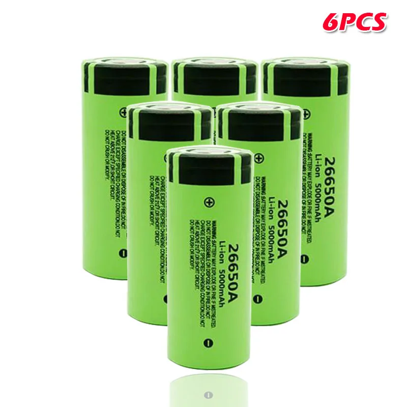 6pcs Panasonic оригинальная Высокая емкость 26650A 26650 5000mAh литиевая батарея для фонарика power Bank литий-ионные аккумуляторные батареи - Цвет: 6pcs