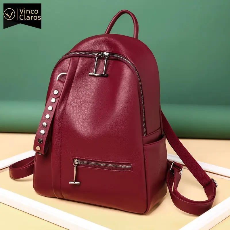 High Quality Leather Backpack Purse for Women Large Capacity Rivet Designer  Bags Luxury Back Pack Waterproof Mochila Travel New _ - AliExpress Mobile