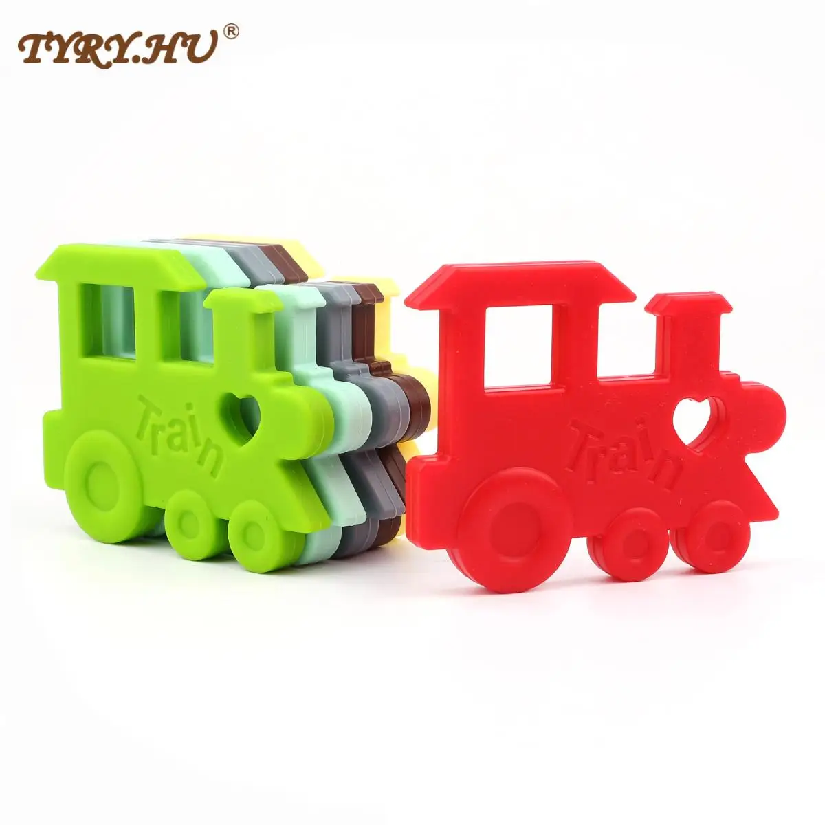 TYRY.HU Silicone Teething Train Shape Loli Color Baby Teether Pendant Nursing Necklace Charms Infant Shower Gifts for Boys Girls | Мать и