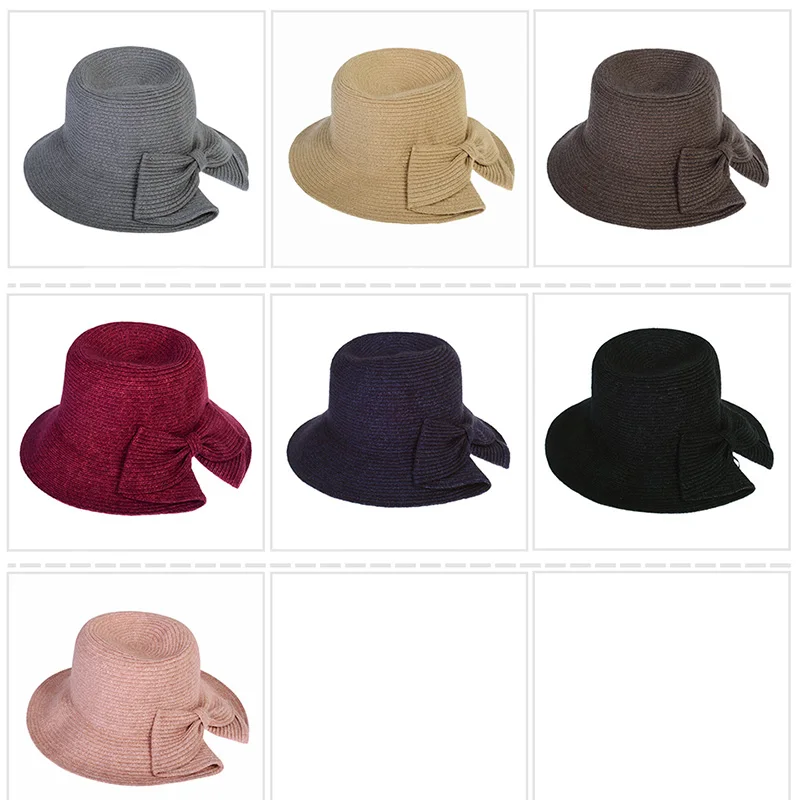 WELROG, открытый бант, шляпа от солнца с широкими полями, широкополая шляпа-ведро, весна-лето, плетеные шляпы, женские одноцветные шляпы, новинка, пляжные шляпы