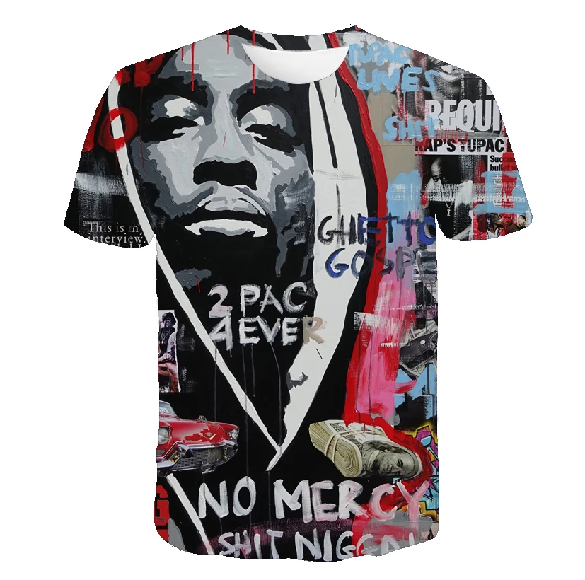 Футболка Tupac Rapper для мужчин и женщин 3d одежда в стиле аниме летняя хип хоп