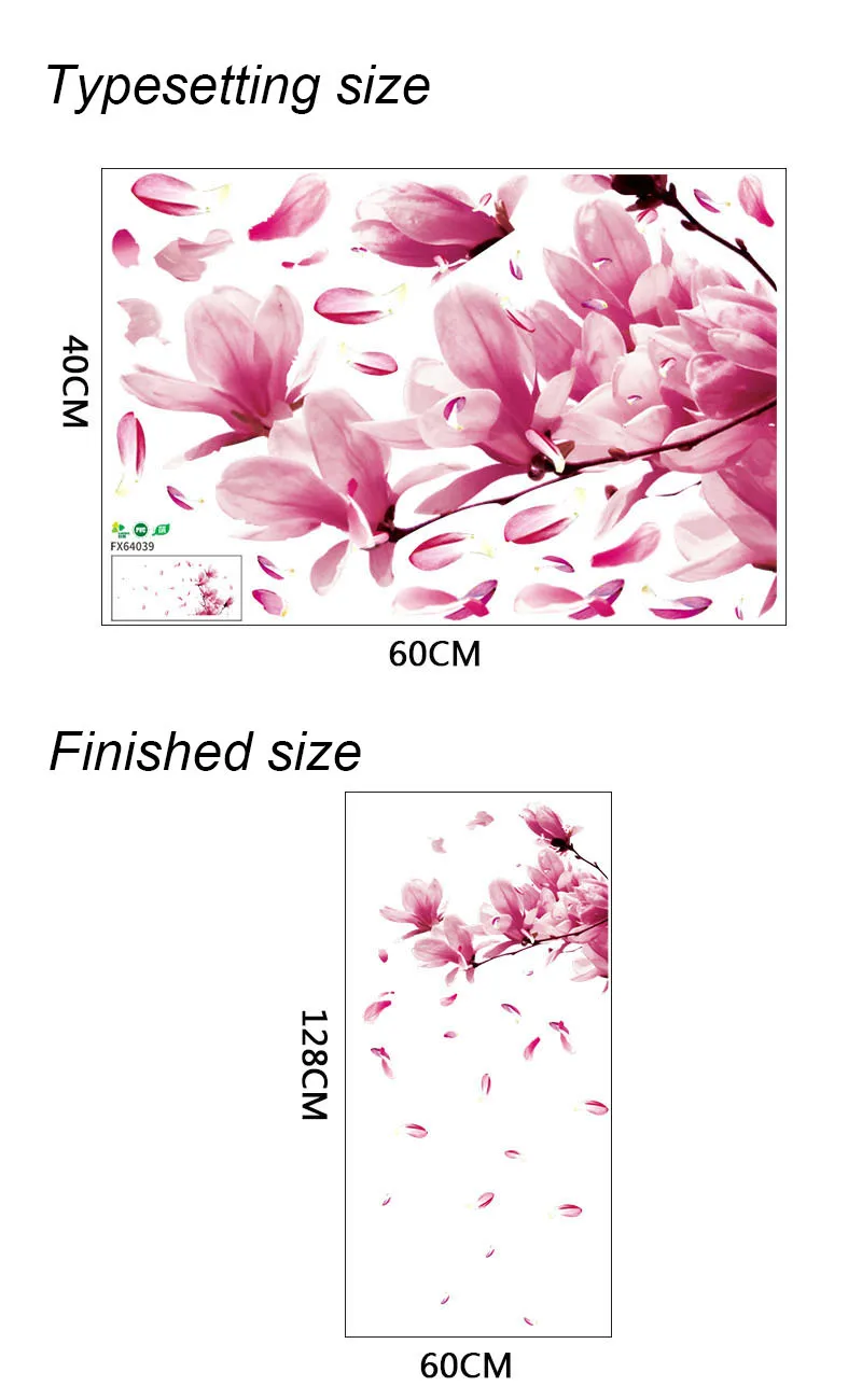 3D Pink Removable Peach Plum Cherry Blossom Flower Art Decal Wall Home Sticker Room Decor Graphic Flowers Petals Tree