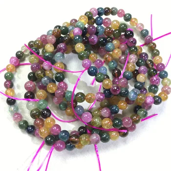 

Natural tourmaline single ring bracelet with 5mm beads