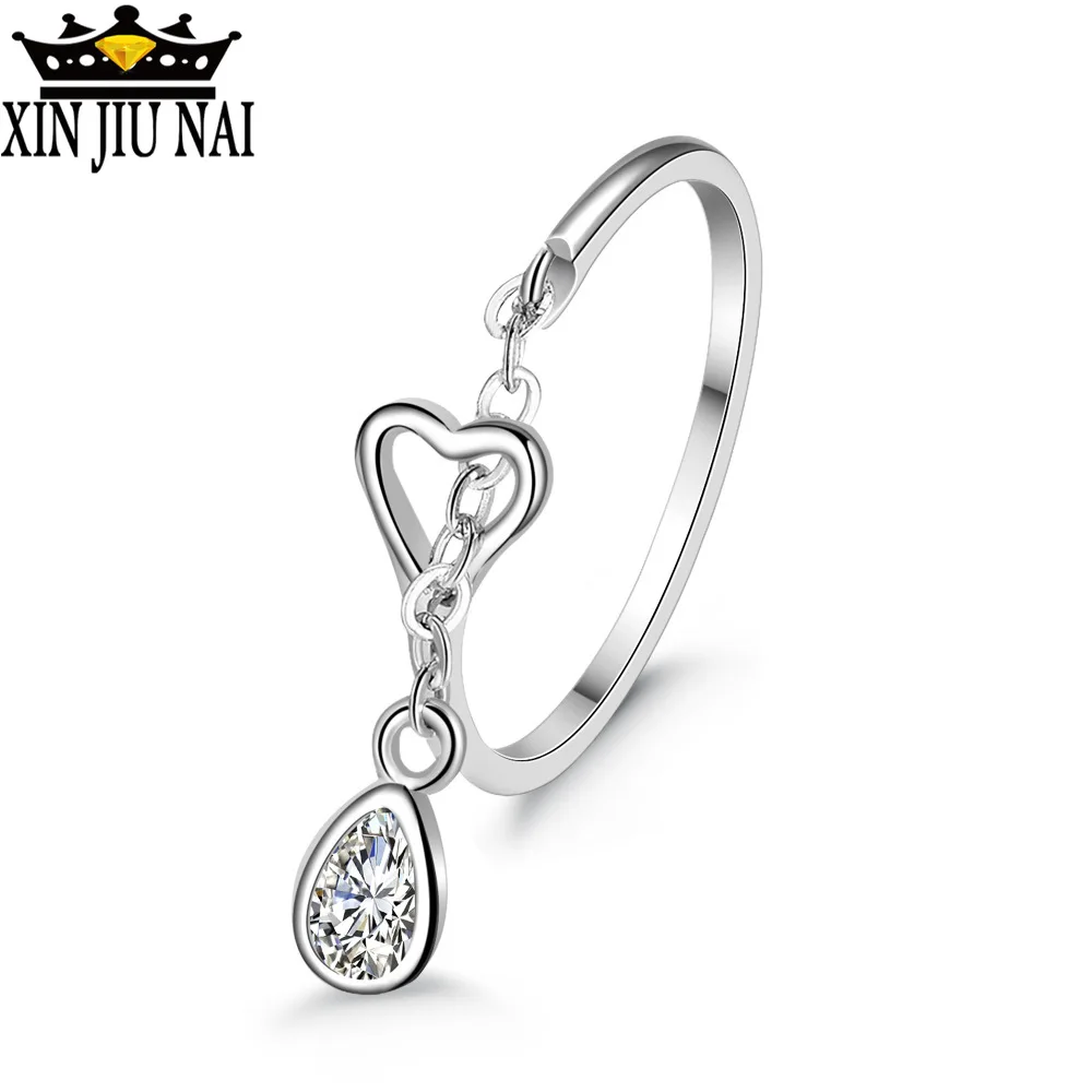 Romantic Elegant Water Drop Heart-shaped Rings for Women Slim Ring Exqusite Jewellery Wedding Party Occasion | Украшения и