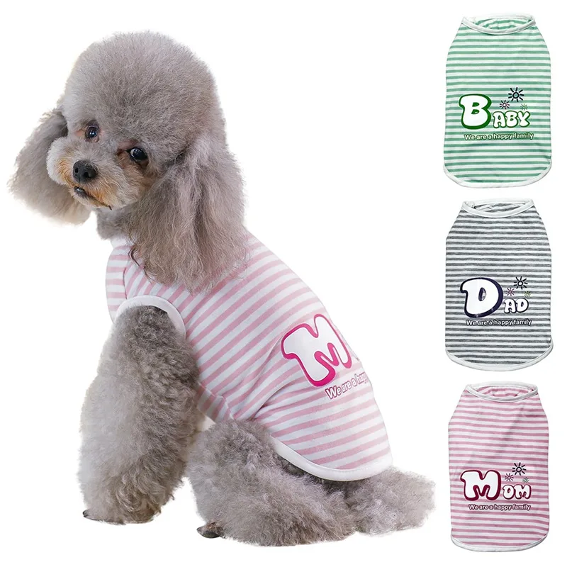 -Huisdier Lente Zomer Strepen Vest Kleine En Middelgrote Honden Mouwloos T-shirt Voor Hond Familie Papa Mama Baby Hond Kleding voor Yorkshire -Huisdier Lente Zomer Strepen Vest Kleine En Middelgrote Honden Mouwloos T-shirt Voor Hond Familie Papa Mama Baby Hond Kleding voor Yorkshire