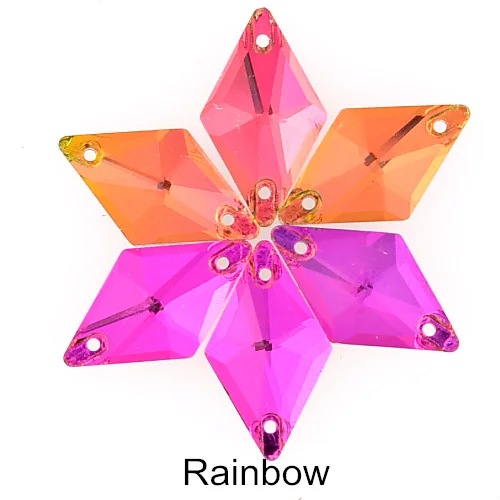 Rainbow 11x19 мм 28 шт. ромбовидные разноцветные стразы AB пришивные стразы для шитья стеклянных страз свадебное платье Y3750 - Цвет: Rainbow