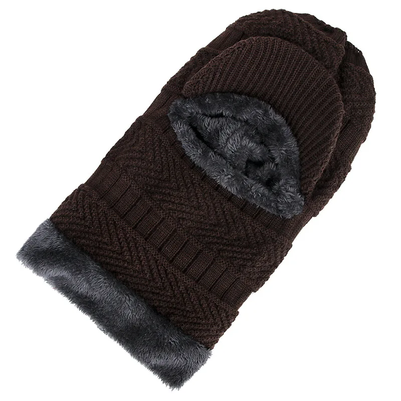 SQTEIO зимняя мужская шапка skullies наушники с бусинами плюс бархатная шерстяная шапка нагрудник один утолщение шлем шейный джемпер