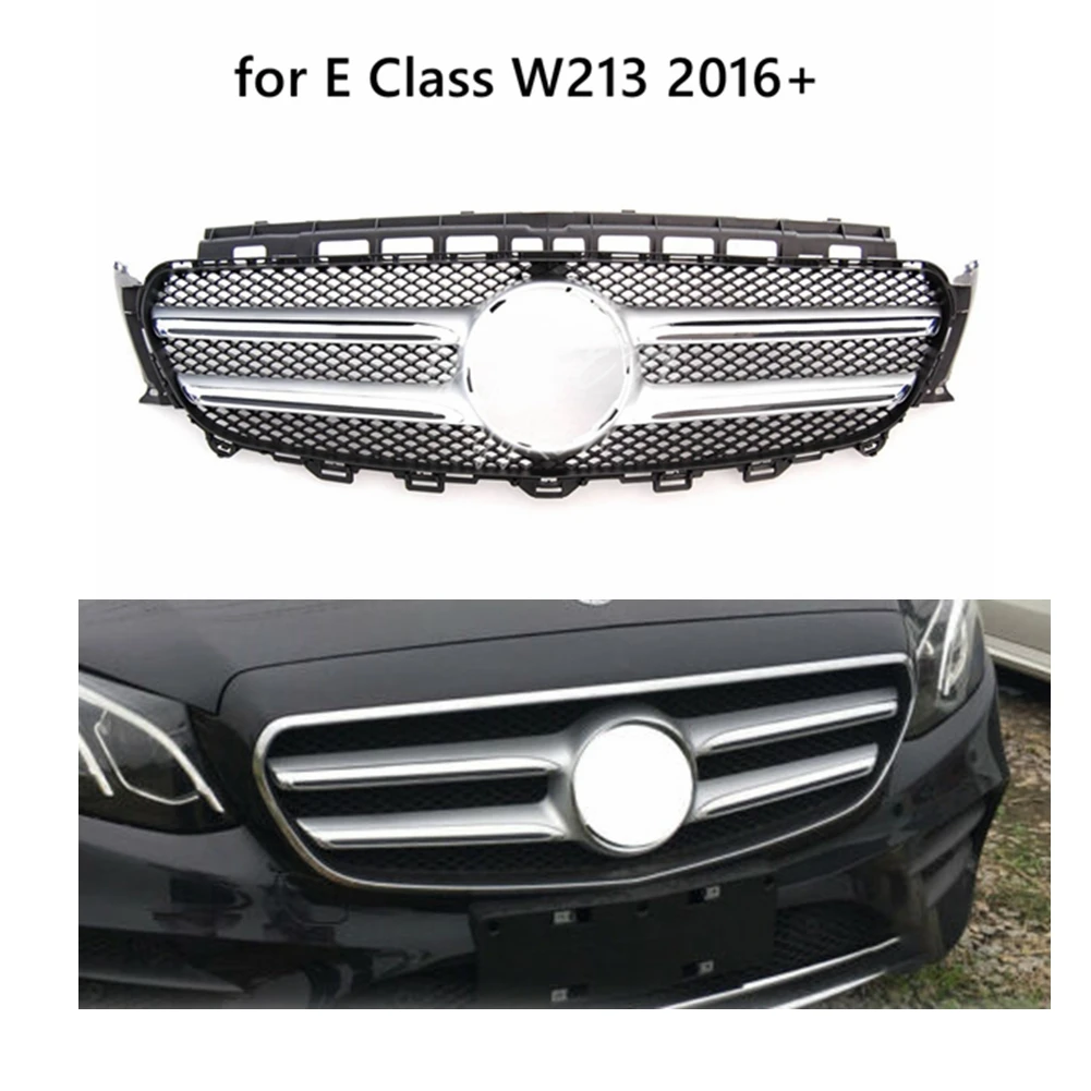 Передняя решетка гриль черный + серебристый для Mercedes Benz E Class W213 E350 2016 2017 2018