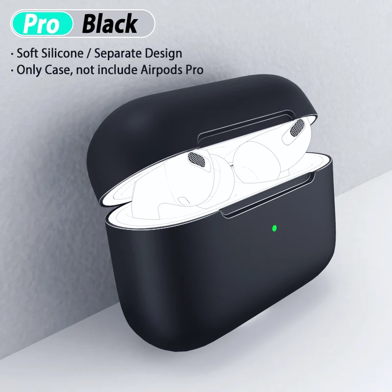 Black Мягкий силиконовый чехол для Airpods Pro, чехол наушники, новинка, защитный чехол, чехлы для Airpods Pro, силиконовый чехол - Цвет: Black