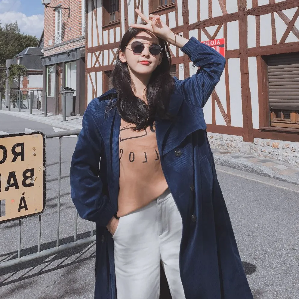 Для фотосессии, Южная Корея, Ulzzang, костюм, воротник, талия, обнимает, шнуровка, Тренч, пальто, женское, Ретро стиль, полосы, бархат, драпировка, выше колена C