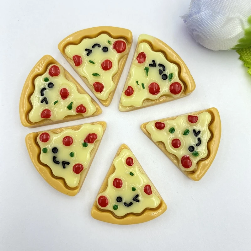 Mini Pizza de imitación de resina pintada a mano, aplique de patrón en miniatura, bricolaje, álbum de recortes de boda artesanal, 10 Uds.