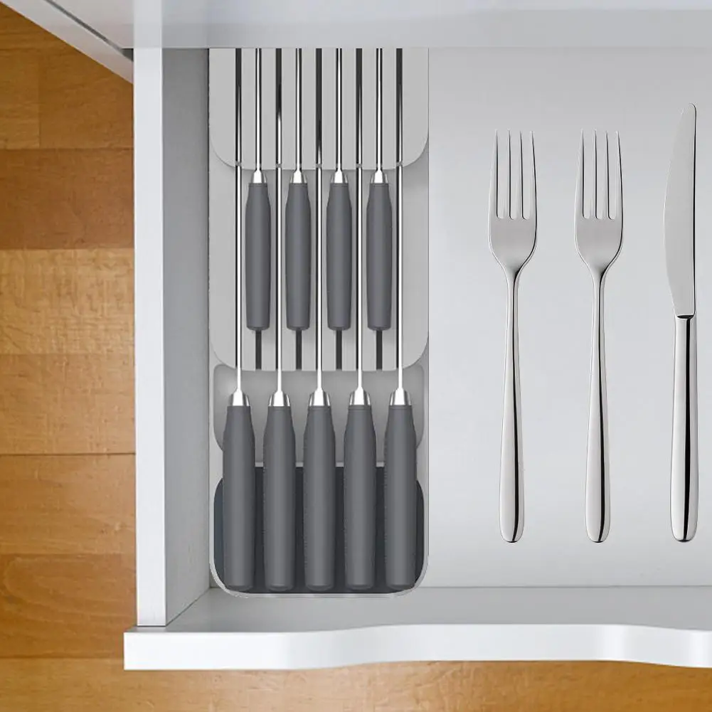 Пластиковый держатель для ножей, органайзер для кухонных ящиков, 18 слотов для ножей, стойка для ножей, подставка для ножей, органайзер для шкафа, инструмент для хранения