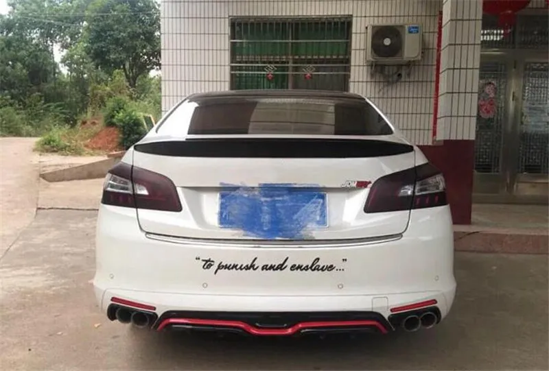 Для нового peugeot 408 задний спойлер внешний вид автомобиля- ABS пластиковый комплект кузова 408 задний бампер защищает сплиттер аксессуары - Цвет: black and  red